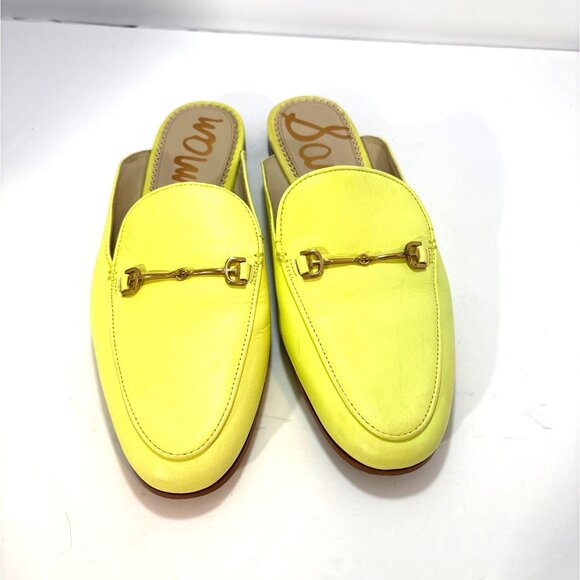 Sam Edelman Shoes - Sam Edelman Yellow Leather Slip-On Loafers With Gold Bit Detail Size 9.5
